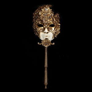 Volto "Baroque" Baton Venetian Mask in Gold Leaf