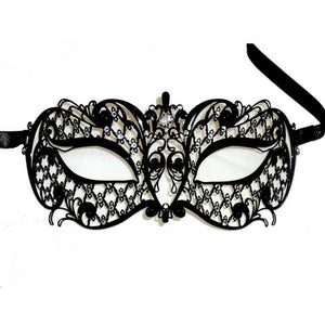 Brillina Filigree Venetian Mask in Black with Swarovski