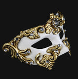 Colombina Barocco Venetian Mask Gold Leaf on White