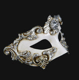 Colombina Barocco Venetian Mask Silver Leaf on White