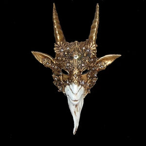 Capricorno Baroque Venetian Mask in Gold Leaf on White