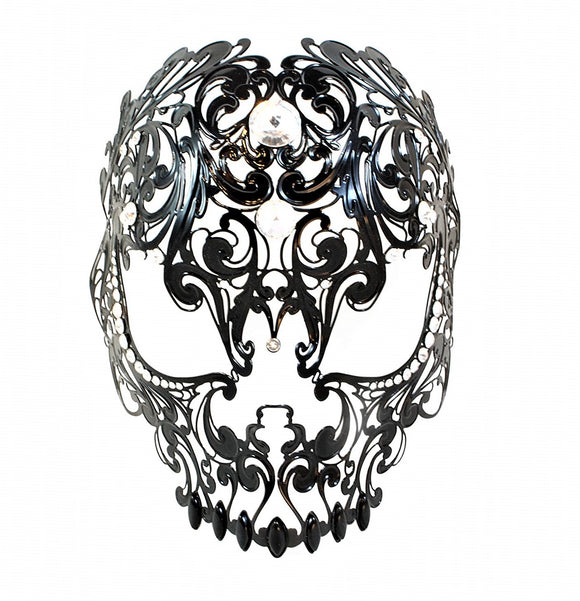 Teschietto Filigree Venetian Mask in Black