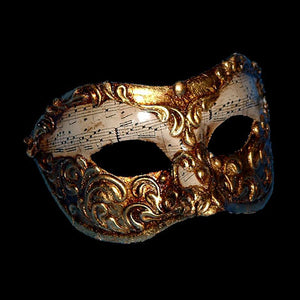 Colombina Musica Venetian Mask in White and Gold