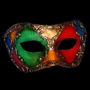 Colombina Harlequin Venetian Mask Multicoloured in Gold
