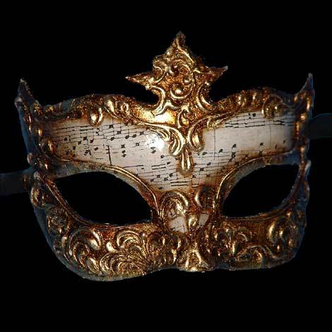 Colombina Musica Dona Venetian Mask in White and Gold